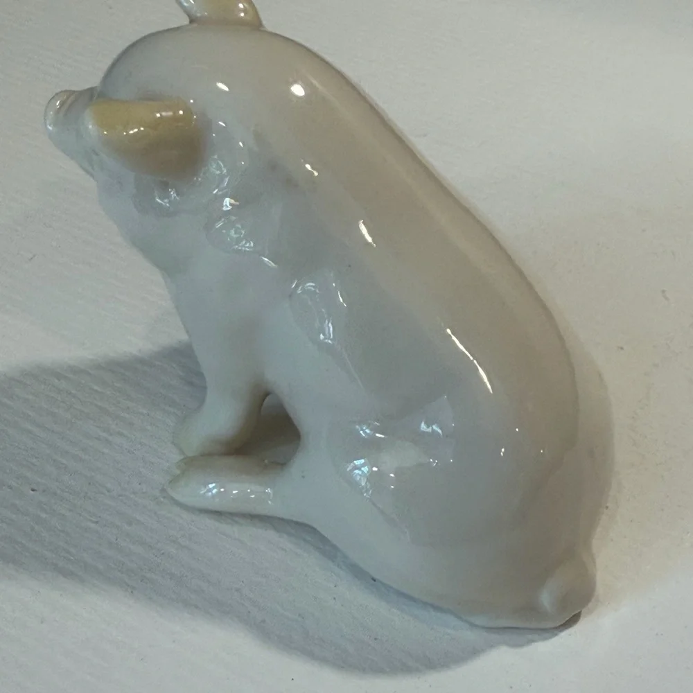 White Belleek Porcelain Pig Figurine - Decorative Home Accent